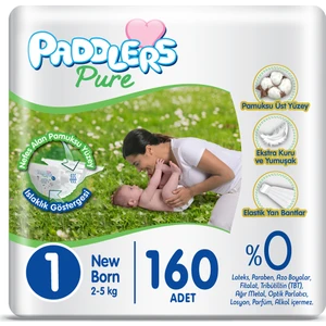 Pure Bebek Bezi 1 numara Yenidoğan 160 Adet ( 2-5 kg ) Süper Fırsat Paketi