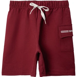 Penye Kargo Cepli Şort Bordo