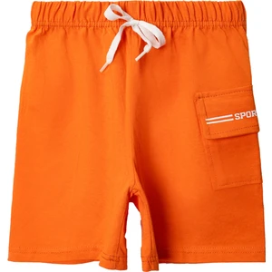 Penye Kargo Cepli Şort Oranj