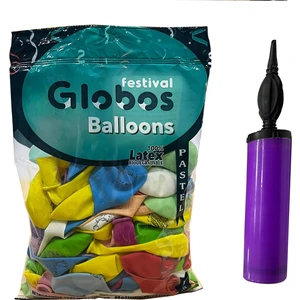 12" Pastel Okula Hoşgeldin 1+1 - 100 Adet- Konuşma Balonu + Balon Şişirme Pompası