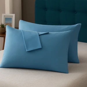 Rozet Tekstil Mavi Yastık Kılıfı Pamuk Kumaş Kapaklı (2 Adet) 50 x 70 cm