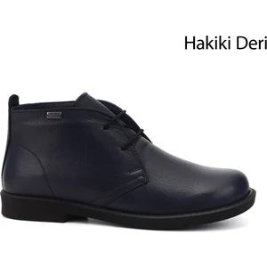 Kadın Lacivert Kauçuk Taban Hakiki Deri Bot