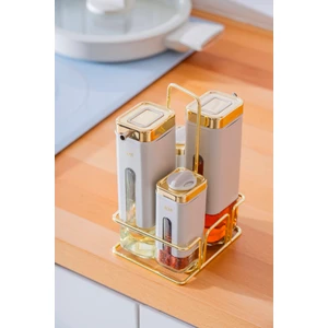 Mabel 5 Parça Cam Yağlık Sirkelik ve Baharat Takımı