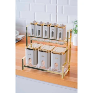 Mabel 8 Li Metal Standlı Cam Baharatlık Takımı