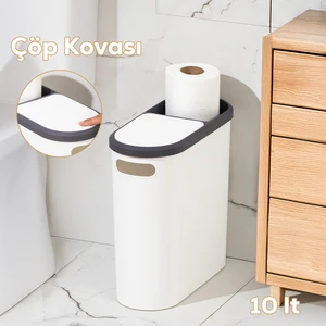 M-325 Çöp Kutusu Banyo Mutfak Çöp Kovası Kapaklı Banyo Çöp Kovası 10LT