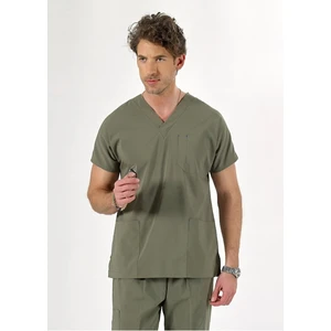 Uçak İş Giyim Zeytin Yeşil U-Flex Likralı Yarasakol Tek Üst