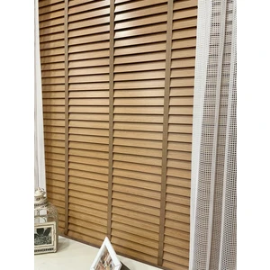 Meşe Rengi %100 Orijinal Ahşap Jaluzi Perde 50 mm Ofis Modern ve Tüm Mekanlar Için