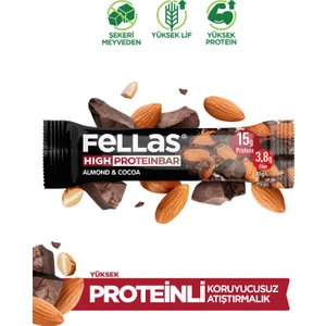 Bademli ve Kakaolu Yüksek Protein Bar 45 g x 12 Adet