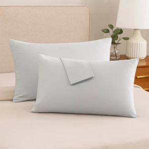 Rozet Tekstil Gri Yastık Kılıfı Pamuk Kumaş Kapaklı (2 Adet) 50 x 70 cm