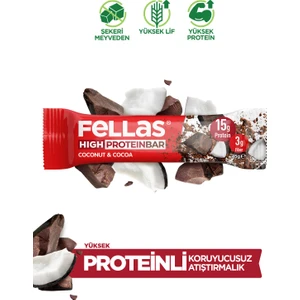 Hindistan Cevizli ve Kakaolu Yüksek Protein Bar 45 g x 12 Adet