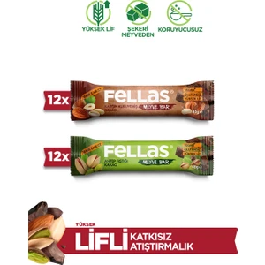 Meyve Bar 40 G Süper Ikili Kutu 24 Adet - Antep Fıstıklı x 12 Adet + Karışık Kuruyemişli x 12 Adet