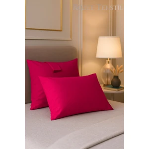 Rozet Tekstil Fuşya Yastık Kılıfı Pamuk Kumaş Kapaklı (2 Adet) 50  x  70  cm