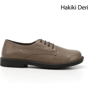 Kadın Vizon Bağcıklı Hakiki Deri Oxford Ayakkabı