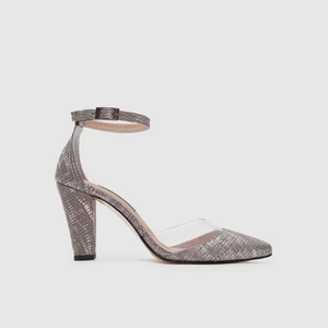 Kadın Topuklu Ayakkabı 060156, Gümüş Desen, 39