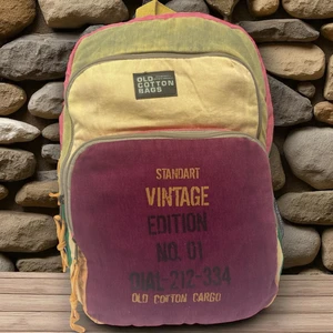Old Cotton Cargo Kaliteli Renkli Vintage Disayn Sırt Gezi Okul Seyahat Çantası 30 cm x 42 cm