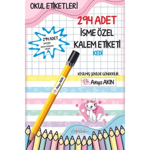 Okul Etiketi Kalem Etiketi Isimli Kişiye Özel Kedi 294 Adet