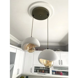 Dream Mode Beton Görünümlü Modern Şık Iskandinav Tarz 2 Başlı Avize (25CM) (Rustik Ampul Hediyeli) Nestvibe