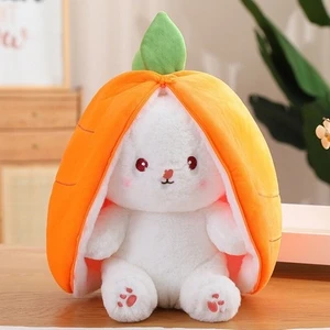 Sevimli Dönüşüm Tavşan Küçük Meyve Peluş Oyuncak Toy Tavşan Yastığı Havuç Çilek Tavşan Bebek Doll (Yurt Dışından)