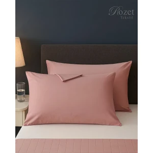 Rozet Tekstil Gül Kurusu Yastık Kılıfı Pamuk Kumaş Kapaklı (2 Adet) 50  x  70  cm