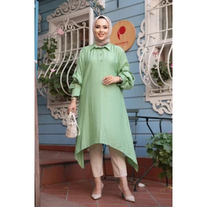 Asimetrik Detaylı Mint Tesettür Tunik 615MINT