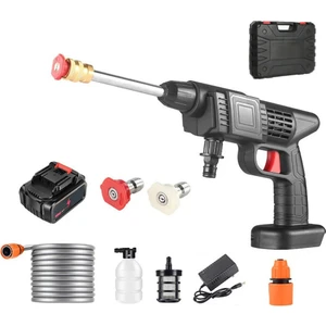 48V Şarjlı Basınçlı Çantalı Oto Araç Yıkama Tabancası Hortumu Bahçe Sulama Tabancası Çift Bataryalı