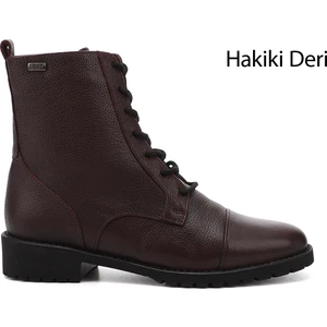 Kadın Bordo Fermuarlı Kauçuk Taban Hakiki Deri Postal Bot