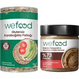 Kakao Parçacıklı Fındık Ezmesi 200 gr + Wefood Glutensiz Karabuğday Patlağı 100 gr