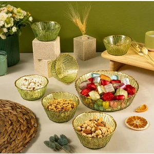 Fladen 7 Parça Kase Seti Yeşil Gold Fileli