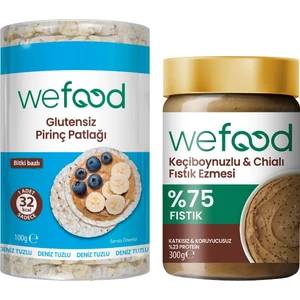 Keçiboynuzlu & Chialı Fıstık Ezmesi 300 G + Glutensiz Pirinç Patlağı 100 gr