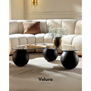 Velura Home & Living Modern Orta Sehpa & Cam Sehpa & Küre Sehpa & Top Sehpa - Siyah