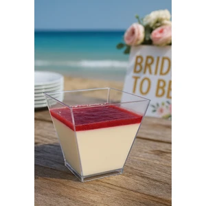 Kübik Prizma Kase Mika Plastik Şeffaf Kapaklı Sunum Kabı 20 Li 200 cc