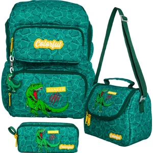 Maxim Dino 3'lü Okul Seti - Ilkokul Çantası & Termal Beslenme & Kalemlik