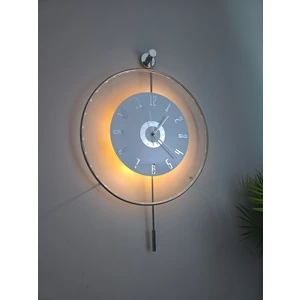 Led'li Gümüş Izmir Kristal Tiktok (Büyük Boy 50 x 75 Cm), Modern Dekoratif Metal Duvar Saati