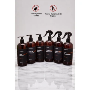 Mutfak Plastik Şişe Seti 6'lı Amber Sabunluk 500 ml