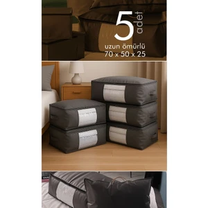 5'li Set Baza Altı Düzenleyici Pencereli Büyük Boy Hurç Antrasit Gri 70X50X25 cm