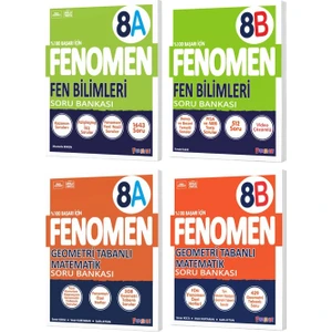 Fenomen Okul 2025 8. Sınıf Fen Bilimleri + Geometri Tabanlı A + B Serisi Soru Bankası Seti 4 Kitap