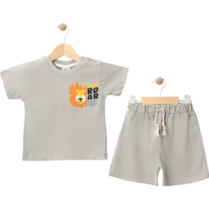 Aslan Roar Baskılı Tshırt Şort Takım Gri