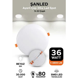 Ayarlı Çap 36W Beyaz Işık LED Spot (5-22 Çaplı ) 1 Adet