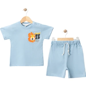 Aslan Roar Baskılı Tshırt Şort Takım Mavi