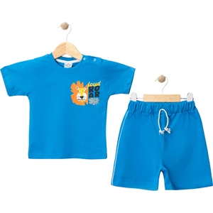 Aslan Roar Baskılı Tshırt Şort Takım Saks