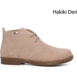 Kadın Pudra Kauçuk Taban Hakiki Deri Bot