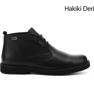 Kadın Siyah Oxford Kalıp Kauçuk Taban Hakiki Deri Bot