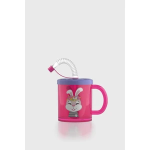 Ruby Tavşan Desenli 210 ml Pipetli Kulplu Pp Bebek Bardağı 142003 Pembe-Mor
