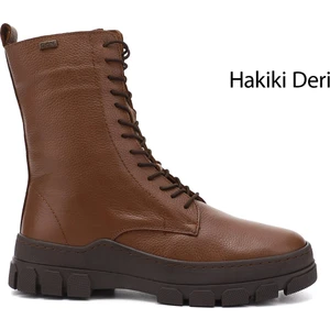 Kadın  Fermuarlı Kauçuk Taban Hakiki Deri Postal Bot