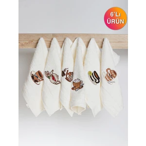 Ender Home 30X30 Coffee Nakışlı 6'lı Kutulu Mutfak Havlu Seti