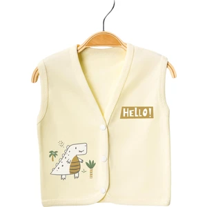 Hello Dino Baskılı Yelek Sarı