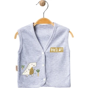Hello Dino Baskılı Yelek Gri