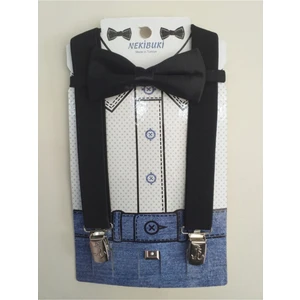 1-7 Yaş Pantolon Askı Papyon Seti Siyah