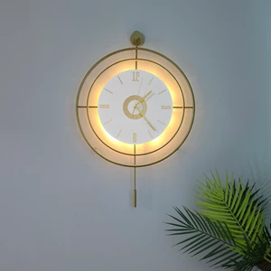 Led'li Target Kristal (Büyük Boy 50 x 75 Cm), Modern Dekoratif Sarkaçlı Metal Duvar Saati