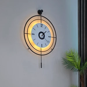 Led'li Target Kristal (Büyük Boy 50 x 75 Cm), Modern Dekoratif Sarkaçlı Metal Duvar Saati